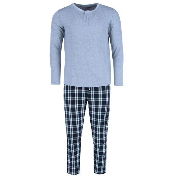 Ten West Apparel Men's Long Sleeve Henley With Flannel Pant Lounge Set - Picture 1 of 4